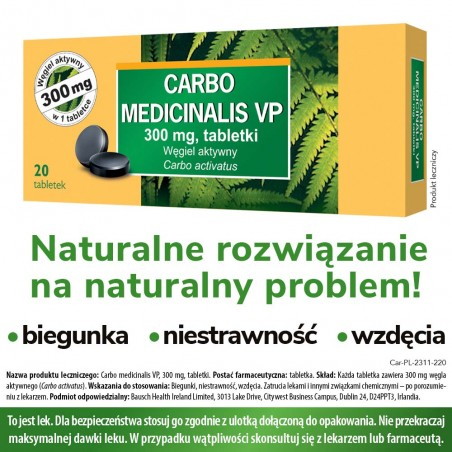 Carbo medicinalis VP 0,3 g, 20 tabletek