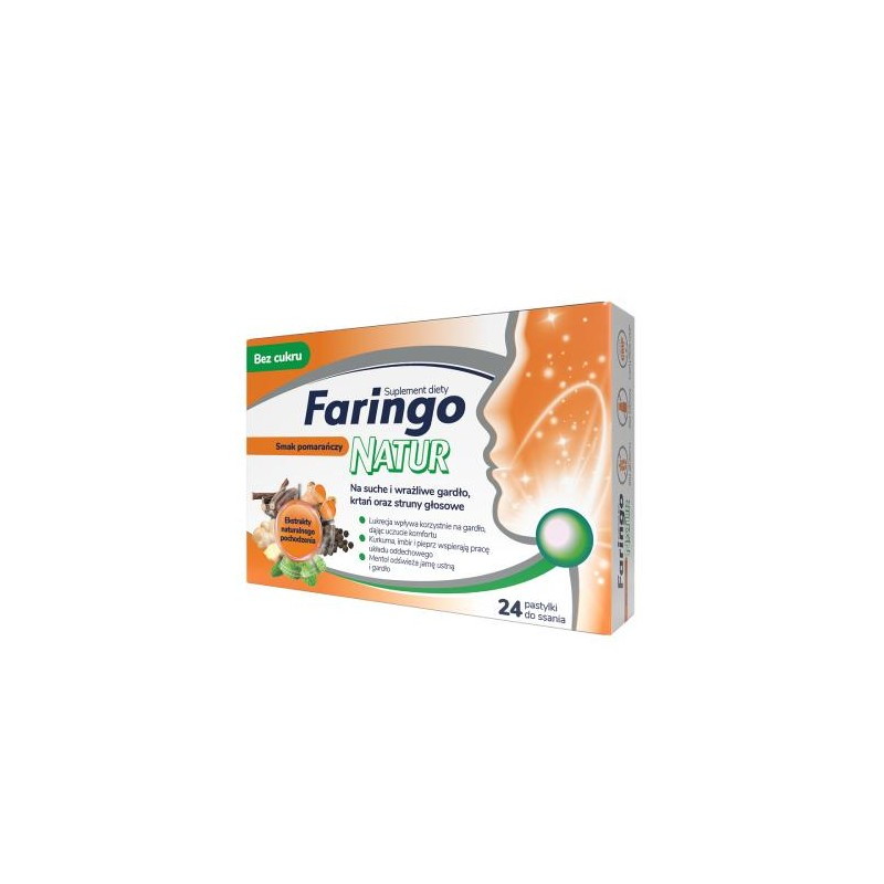 FaringoNatur smak pomarańcza, bez cukru , 24 pastylki