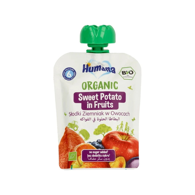 Humana 100% Organic Mus słodki ziemniak w owocach , 90 g