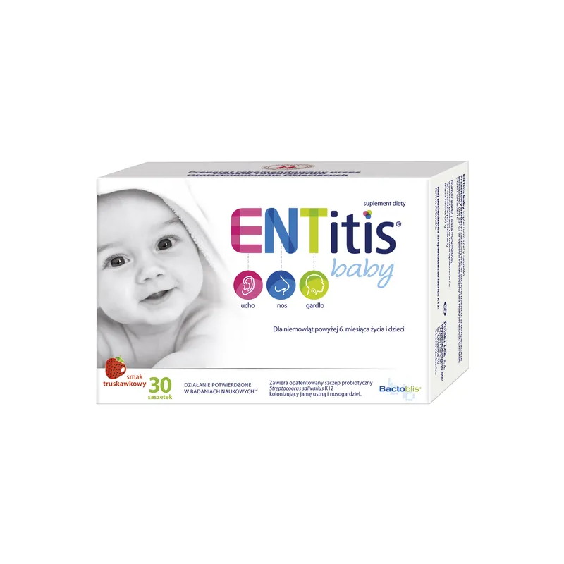 ENTitis Baby, smak truskawkowy, proszek w saszetkach, 30 sztuk