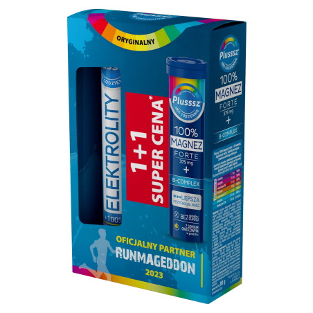 Plusssz Elektrolity + 100% Multiwitamina, 24 sztuki + 100% Magnez Forte + B Complex, 20 sztuk