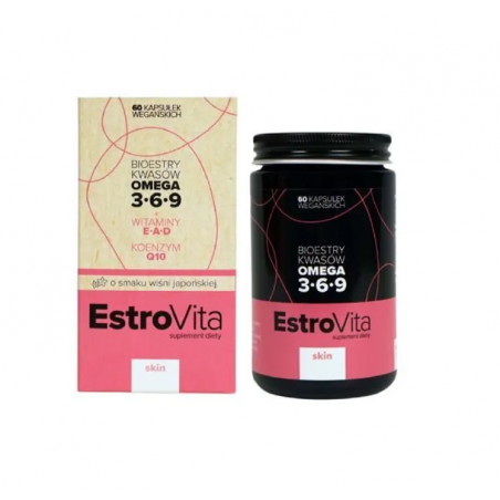 EstroVita Skin omega 3-6-9 kapsułki dla kobiet, smak wiśnia, 60 sztuk
