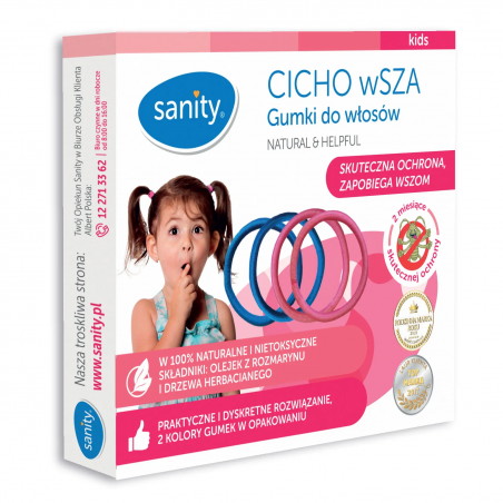 Sanity Cicho Wsza, gumki do włosów przeciw wszom, 4 sztuki