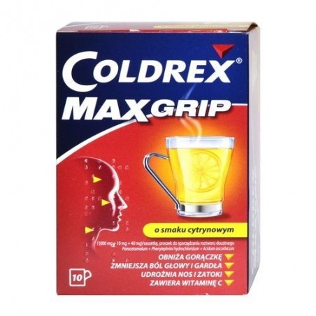 Coldrex MaxGrip Lek przeciw objawom przeziębienia i grypy 10 saszetek