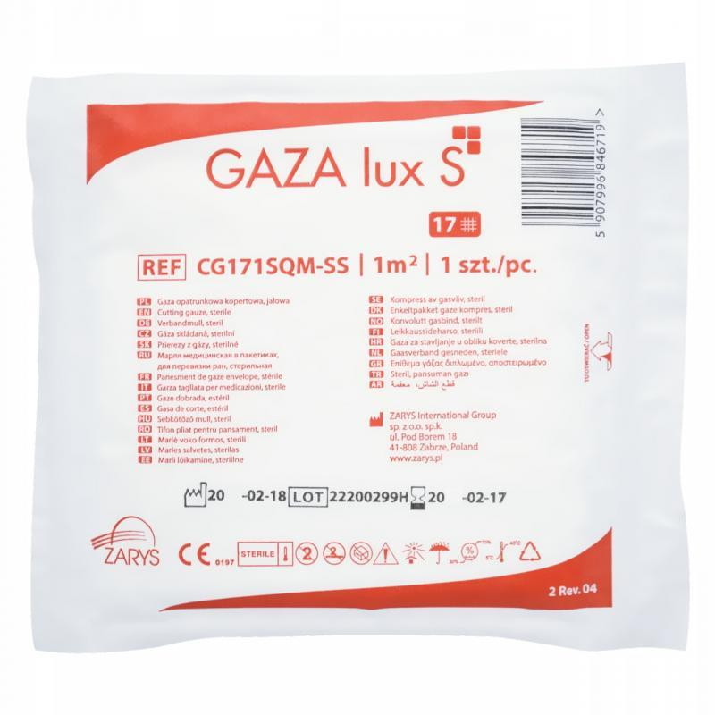 Lux S Gaza opatrunkowa jałowa 17 nitkowa 1/2 m2, 1 sztuka