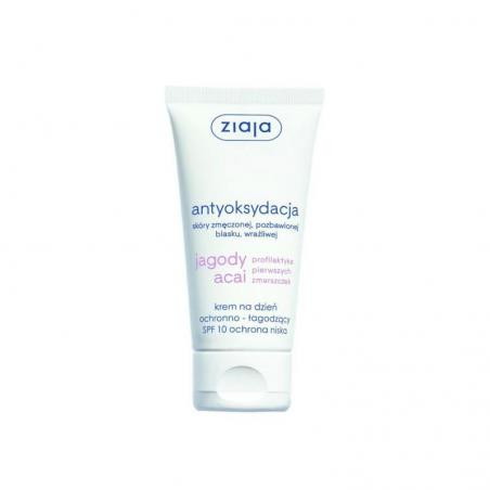 Ziaja jagody acai krem na dzień ochronno-łagodzący SPF 10 niska ochrona, 50 ml