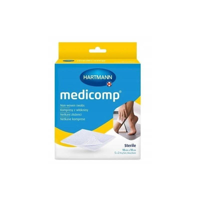 Medicomp Kompres jałowy 10 cm x 10 cm, 2 x 5 sztuk