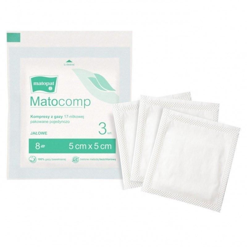 Matocomp Kompres gazowy jałowy 17N 8W 9 cm x 9 cm, 3 sztuki
