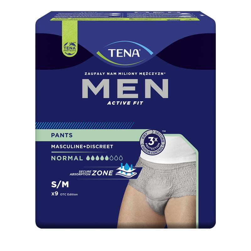 Majtki chłonne Tena Men Pants Normal grey S/M, 9 sztuk