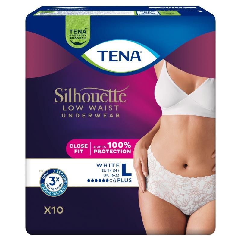 Tena Silhouette Plus White majtki chłonne rozmiar L, 10 sztuk