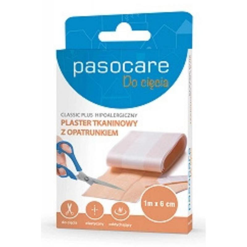 Pasocare Classic Plus plaster tkaninowy z opatrunkiem 6 cm x 1 m, 1 sztuka