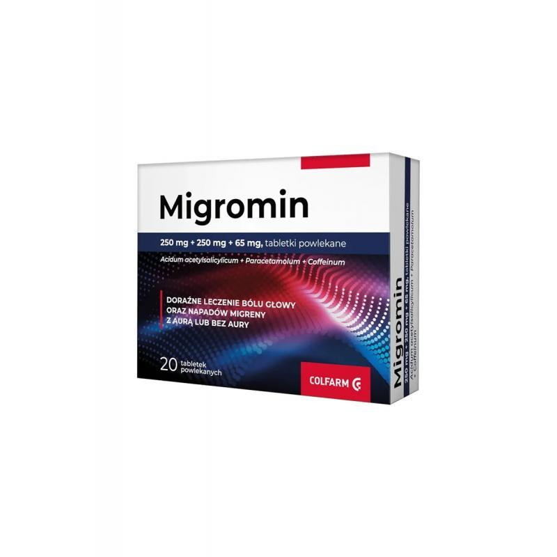 Migromin 250 mg + 250 mg + 65 mg, 10 tabletek powlekanych