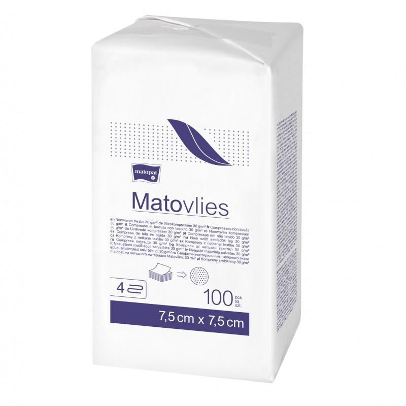 Matovlies, Niejałowe Kompres z włókniny 4-warstwowe 7,5 cm x 7,5 cm, 100 sztuk
