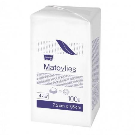 Matovlies, Niejałowe Kompres z włókniny 4-warstwowe 7,5 cm x 7,5 cm, 100 sztuk