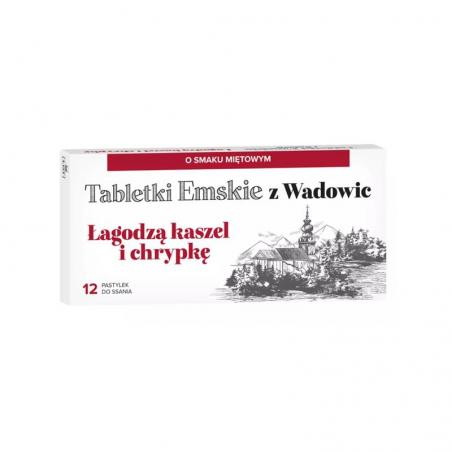 Tabletki Emskie z Wadowic o smaku miętowym, 12 tabletek do ssania