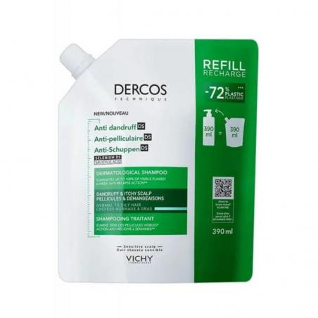 Vichy Dercos DS Szampon przeciwłupieżowy, włosy normalne i przetłuszczające się, opakowanie uzupełniające, 390 ml