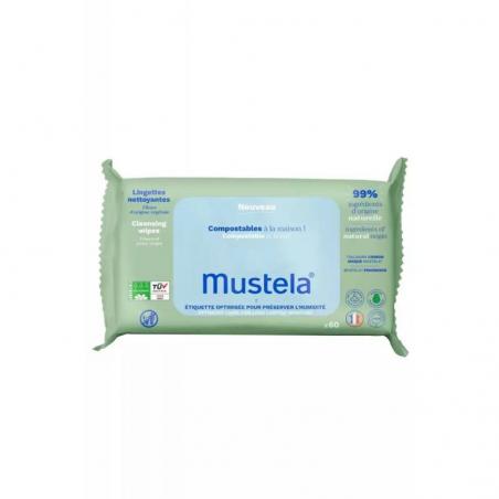 Mustela Chusteczki oczyszczające kompostowalne, 60 sztuk