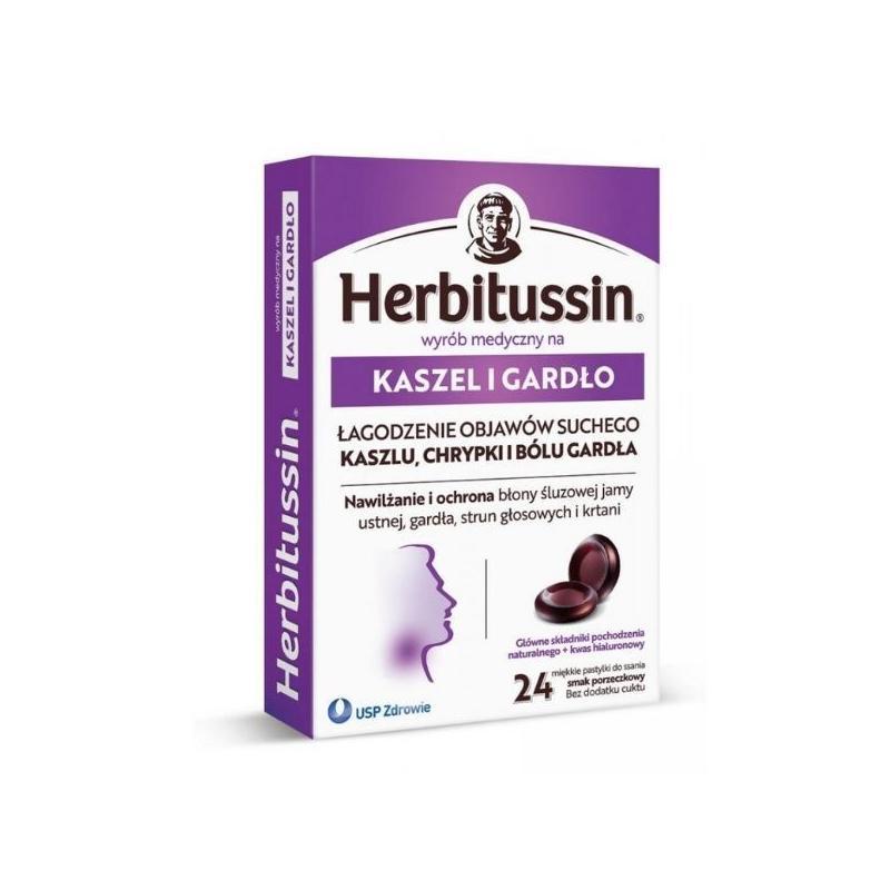 Herbitussin Na Kaszel i Gardło, 24 pastylki