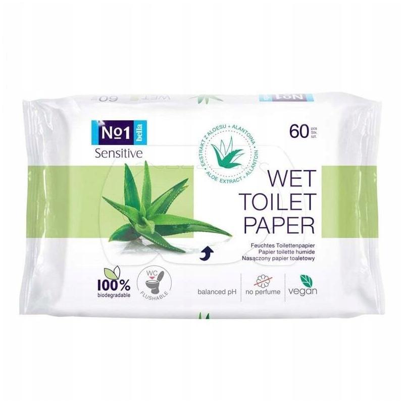 Bella Sensitive Nawilżany papier toaletowy, 60 sztuk