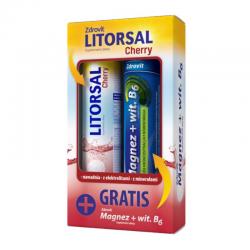 Zdrovit Litorsal Cherry, smak wiśniowy, 24 tabletki musujące + Zdrovit Magnez + Witamina B6, smak cytrynowy, 24 tabletki musując