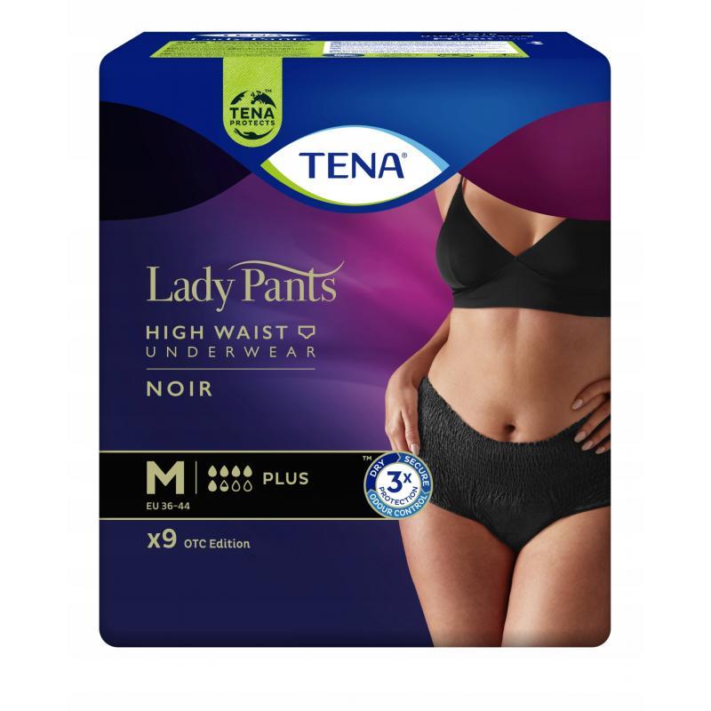 Tena Lady Pants Plus Black, majtki chłonne, rozmiar M, 9 sztuk