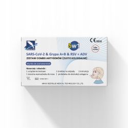 Deepblue 5w1, zestaw Combo antygenów, SARS-CoV-2 & Grypa A/B & RSV & ADV, test diagnostyczny na obecność 5 wirusów, 1 sztuka