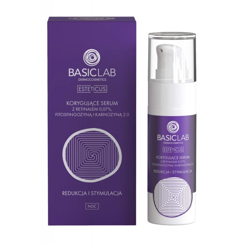 BasicLab Korygujące serum z retinalem 0,07%, fitosfingozyną i Karnozyną 2.0, 30 ml