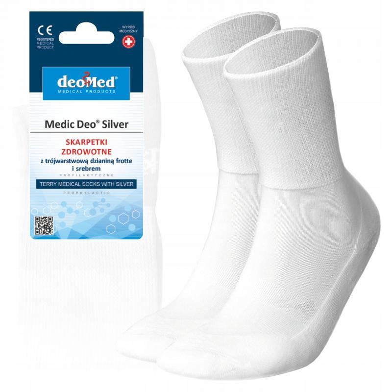DeoMed Medic Deo Silver Skarpety medyczne bezuciskowe z jonami srebra, rozmiar 38-40, kolor biały, 1 para