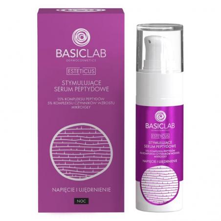 BasicLab Stymulujące serum peptydowe 15% kompleksu peptydów, 5% kompleksu czynników wzrostu, mikroigły, 30 ml