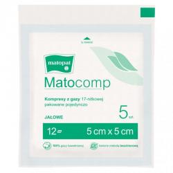 Matocomp Kompresy jałowe z gazy 17-nitkowej, 12-warstwowe, 5 cm x 5 cm, 5 sztuk
