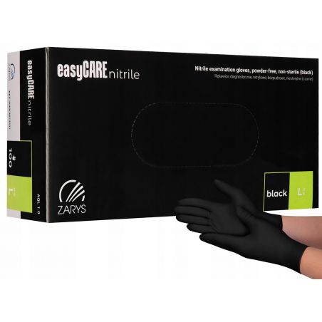 easyCARE Rękawice nitrylowe, czarne, rozmiar L, 100 sztuk