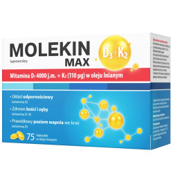 Molekin Max D3+K2 w oleju lnianym, 75 kapsułek