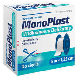 MonoPlast Przylepiec włókninowy delikatny, 5 m x 1,25 cm, 1 sztuka
