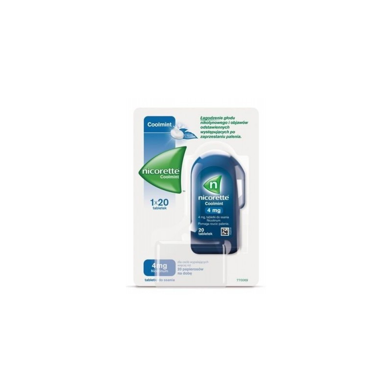 Nicorette Coolmint  do ssania 4mg, 20 tabletek