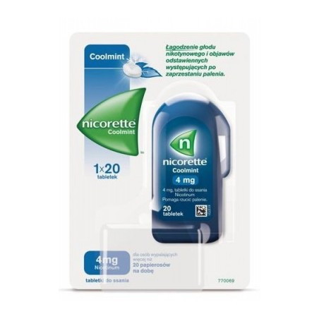Nicorette Coolmint  do ssania 4mg, 20 tabletek