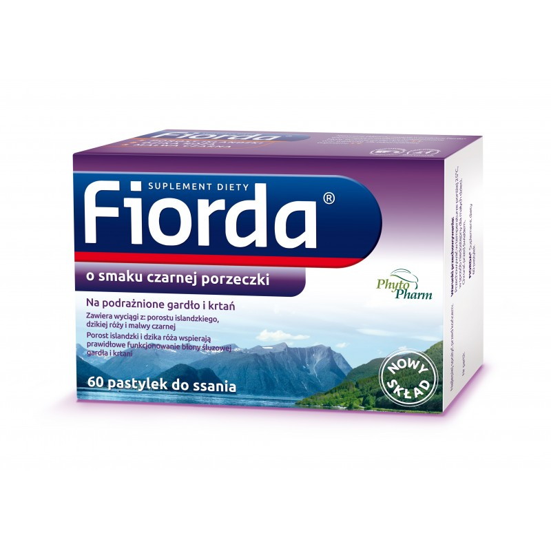 Fiorda na podrażnione gardło smak czarnej porzeczki 60 pastylek do ssania