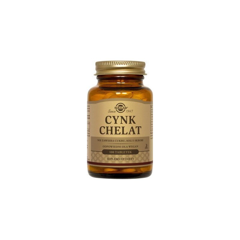 SOLGAR Cynk chelat aminokwasowy, 100 tabletek