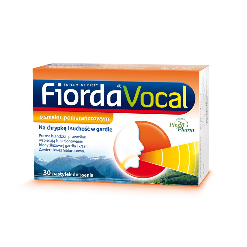 Fiorda Vocal na porażnione gardło o smaku pomarańczowym 30 pastylek do ssania