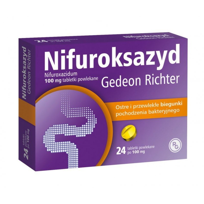 Nifuroksazyd Gedeon Richter 0,1g, 24 tabletki
