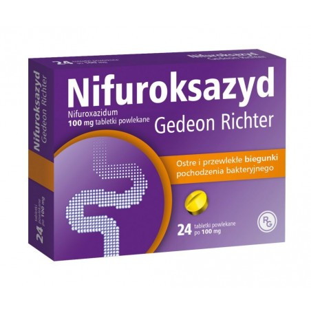 Nifuroksazyd Gedeon Richter 0,1g, 24 tabletki