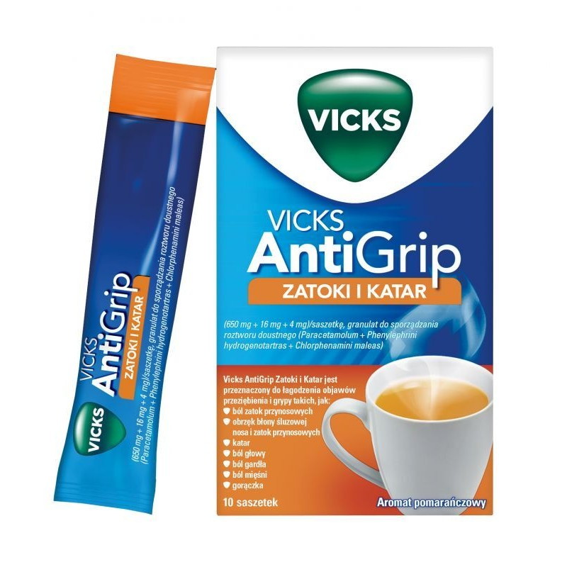 Vicks Antigrip Zatoki i Katar, 10 saszetek