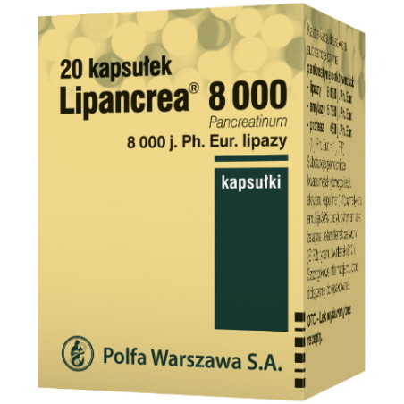 Lipancrea 8 000 j. Ph. Eur. Lipazy, 20 kapsułek