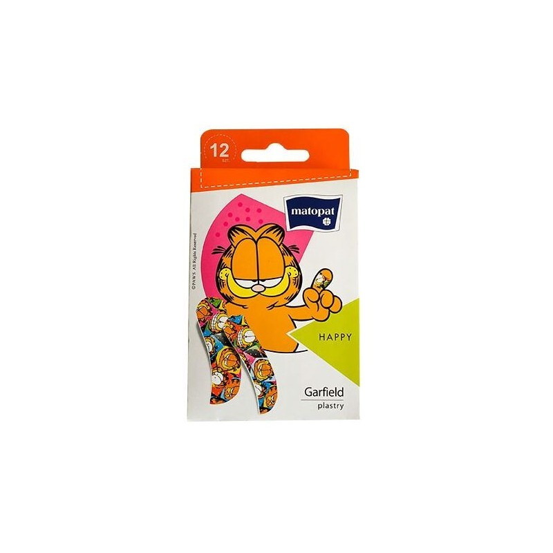 Matopat Happy Garfield  plastry, 12 sztuk