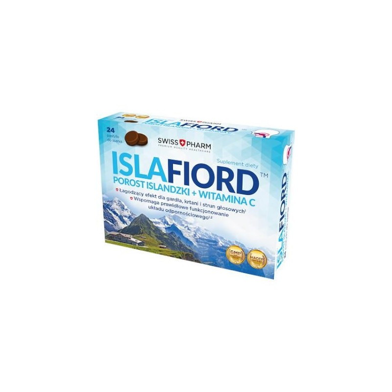 IslaFiord porost islandzki + witamina C,  24 pastylki do ssania