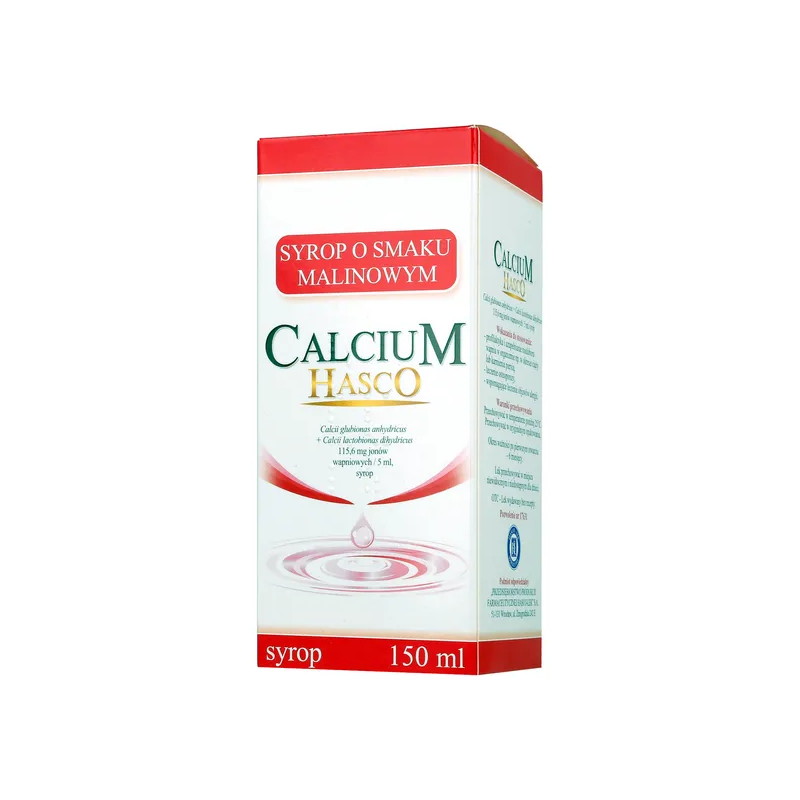 Calcium Hasco, 115,6 mg/5ml, syrop o smaku malinowym, 150 ml