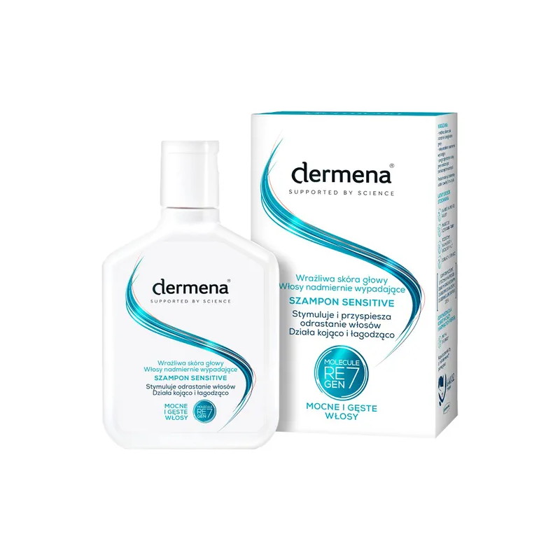 Dermena Sensitive, szampon do wrażliwej skóry głowy i nadmiernie wypadających włosów, 200 ml