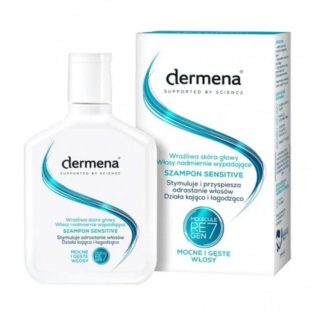 Dermena Sensitive, szampon do wrażliwej skóry głowy i nadmiernie wypadających włosów, 200 ml