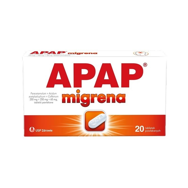 Apap Migrena 250mg+250mg+65mg, 20 tabletek