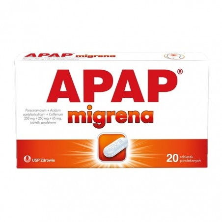 Apap Migrena 250mg+250mg+65mg, 20 tabletek
