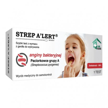 STREP A'LERT, test z wymazu z gardła do wykrywania anginy bakteryjnej, 1 zestaw